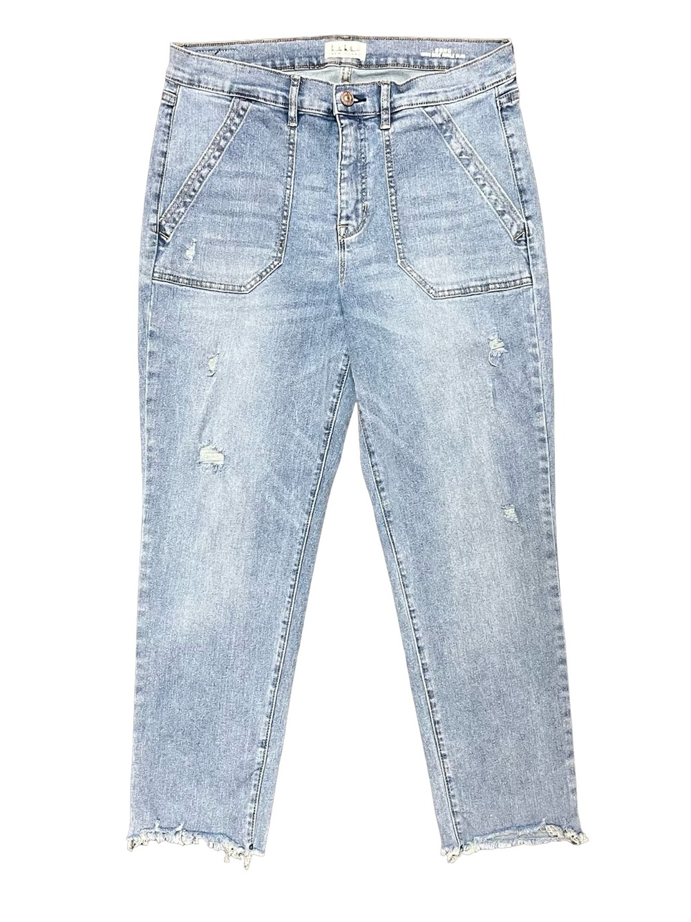 Nicole Miller SoHo High Rise Ankle Slim Jeans Size 10 Light Wash Distressed